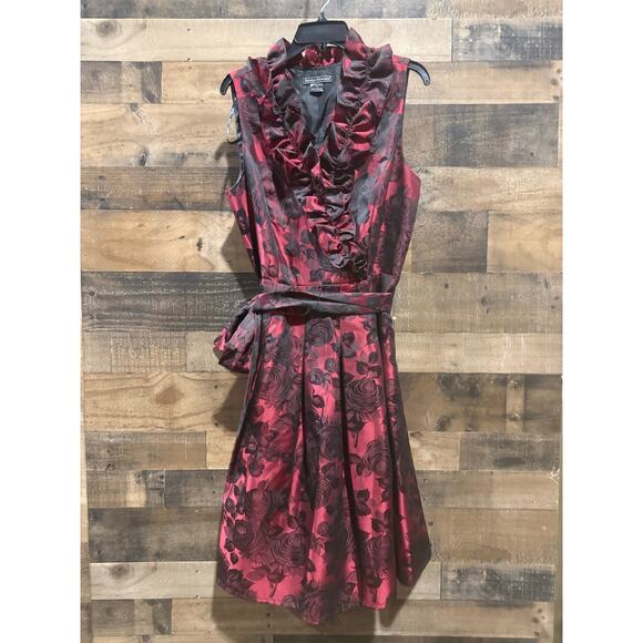 Jessica Howard Black & Red Jacquard Cocktail Dress – Size 16 – - Picture 2 of 10